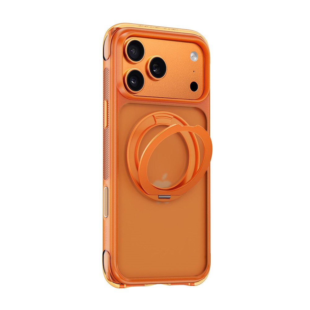 Apple iPhone 17 Pro Max Kılıf Wiwu AG-203 AeroGuard Ultra Serisi MagSafe Şarj Özellikli Airbag Tasarımlı Standlı Kapak - Turuncu