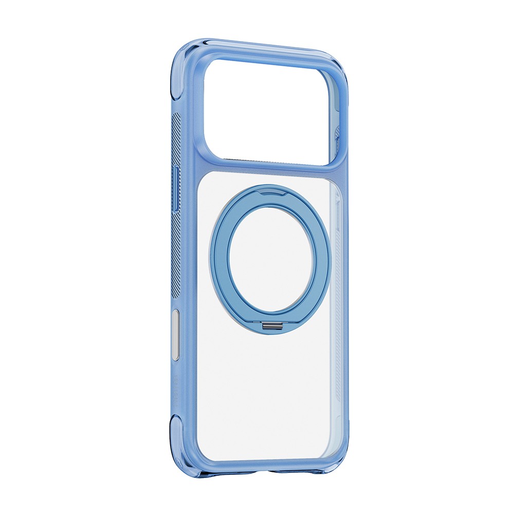 Apple iPhone 17 Pro Max Kılıf Wiwu AG-203 AeroGuard Ultra Serisi MagSafe Şarj Özellikli Airbag Tasarımlı Standlı Kapak - Açık Mavi