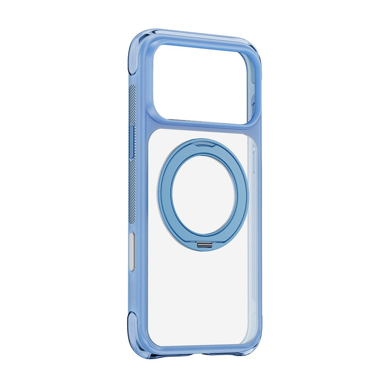 Apple iPhone 17 Pro Max Kılıf Wiwu AG-203 AeroGuard Ultra Serisi MagSafe Şarj Özellikli Airbag Tasarımlı Standlı Kapak - Açık Mavi