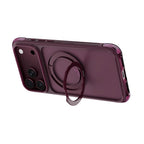 Apple iPhone 17 Pro Max Kılıf Wiwu AG-203 AeroGuard Ultra Serisi MagSafe Şarj Özellikli Airbag Tasarımlı Standlı Kapak - Bordo