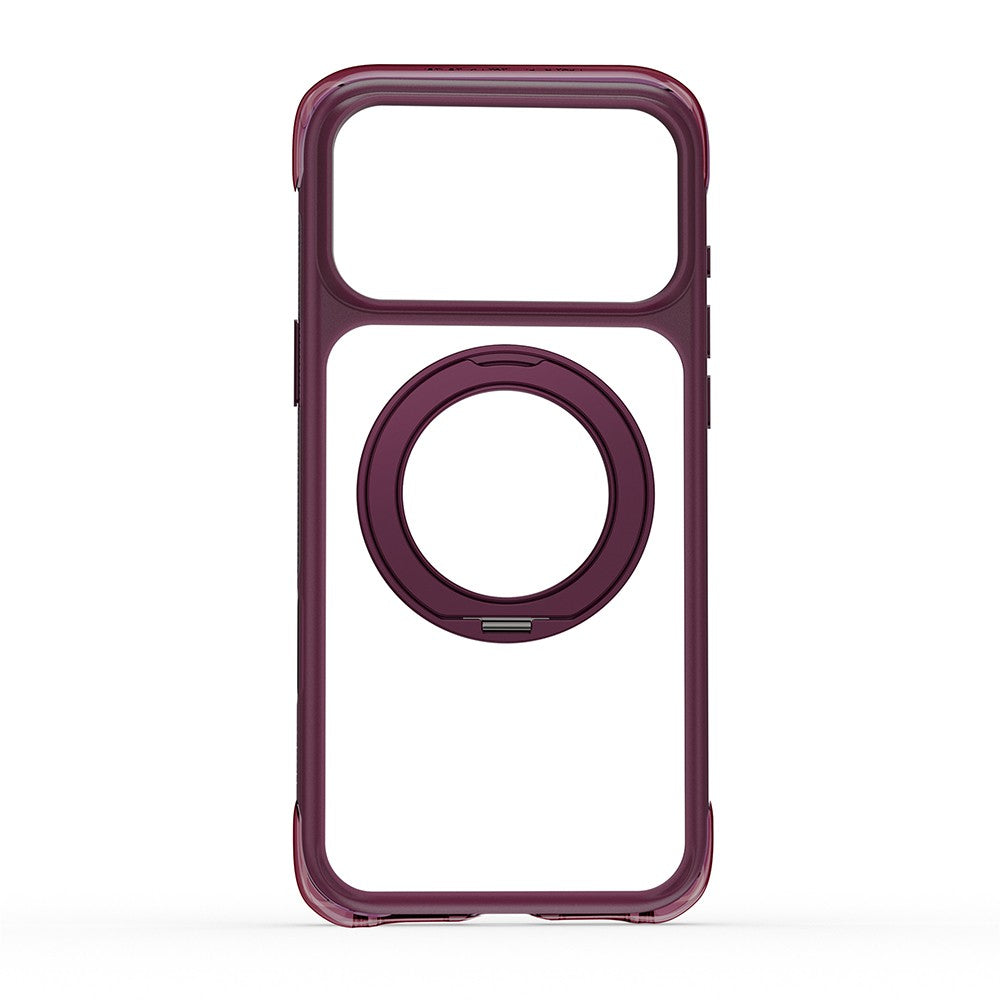 Apple iPhone 17 Pro Max Kılıf Wiwu AG-203 AeroGuard Ultra Serisi MagSafe Şarj Özellikli Airbag Tasarımlı Standlı Kapak - Bordo