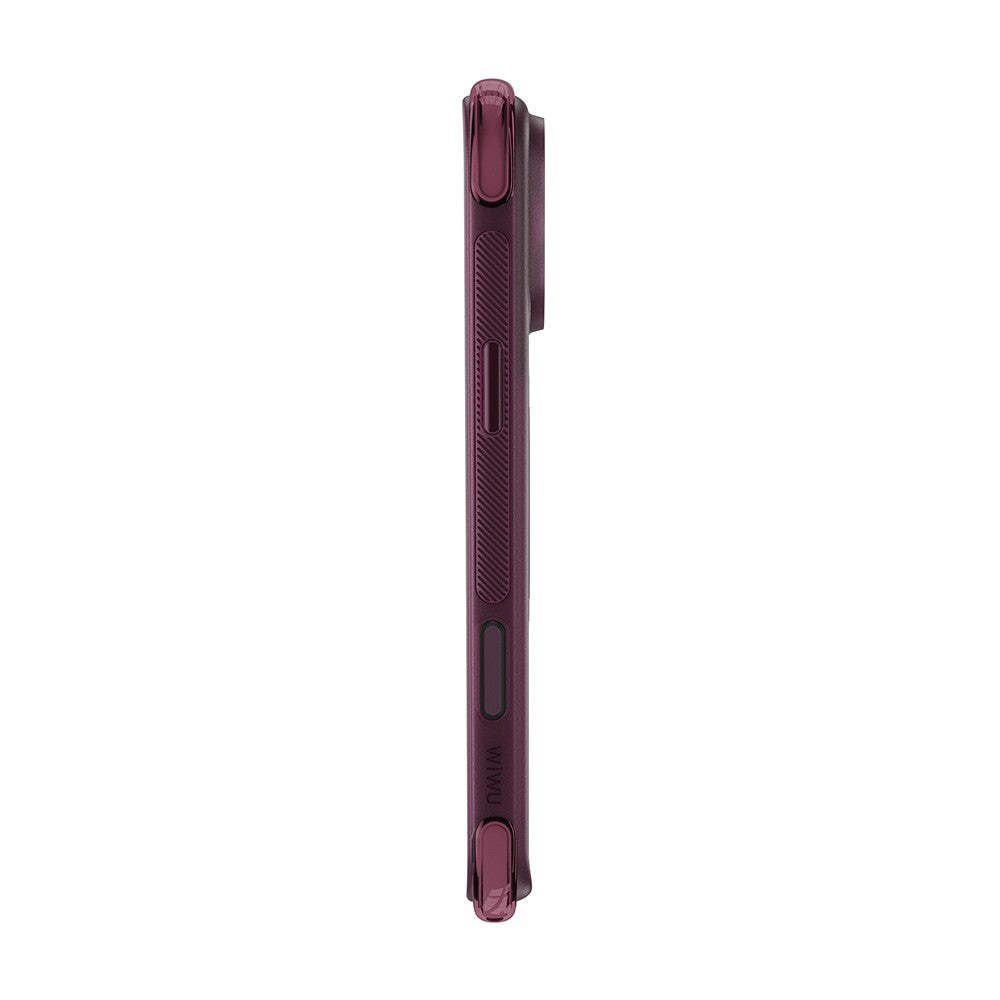 Apple iPhone 17 Pro Max Kılıf Wiwu AG-203 AeroGuard Ultra Serisi MagSafe Şarj Özellikli Airbag Tasarımlı Standlı Kapak - Bordo