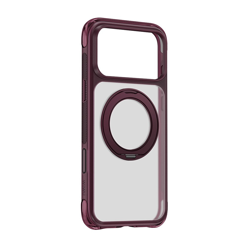 Apple iPhone 17 Pro Max Kılıf Wiwu AG-203 AeroGuard Ultra Serisi MagSafe Şarj Özellikli Airbag Tasarımlı Standlı Kapak - Bordo
