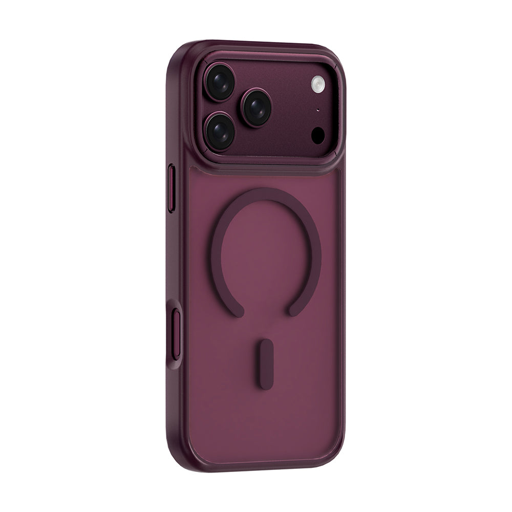Apple iPhone 18 Pro Kılıf Wiwu FGG-012 ArmorPro Serisi MagSafe Şarj Özellikli Parmak İzi Bırakmayan Kılıf - Bordo