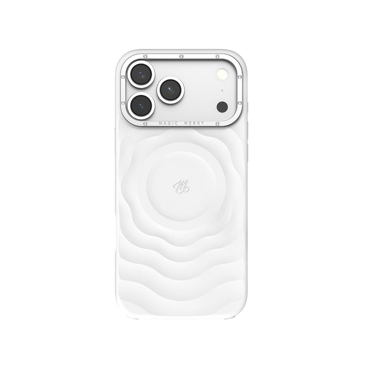 Apple iPhone 18 Pro Max Kılıf MagSafe Şarj Özellikli Wiwu Magic Merry Blossom Drift Serisi Kapak - Beyaz