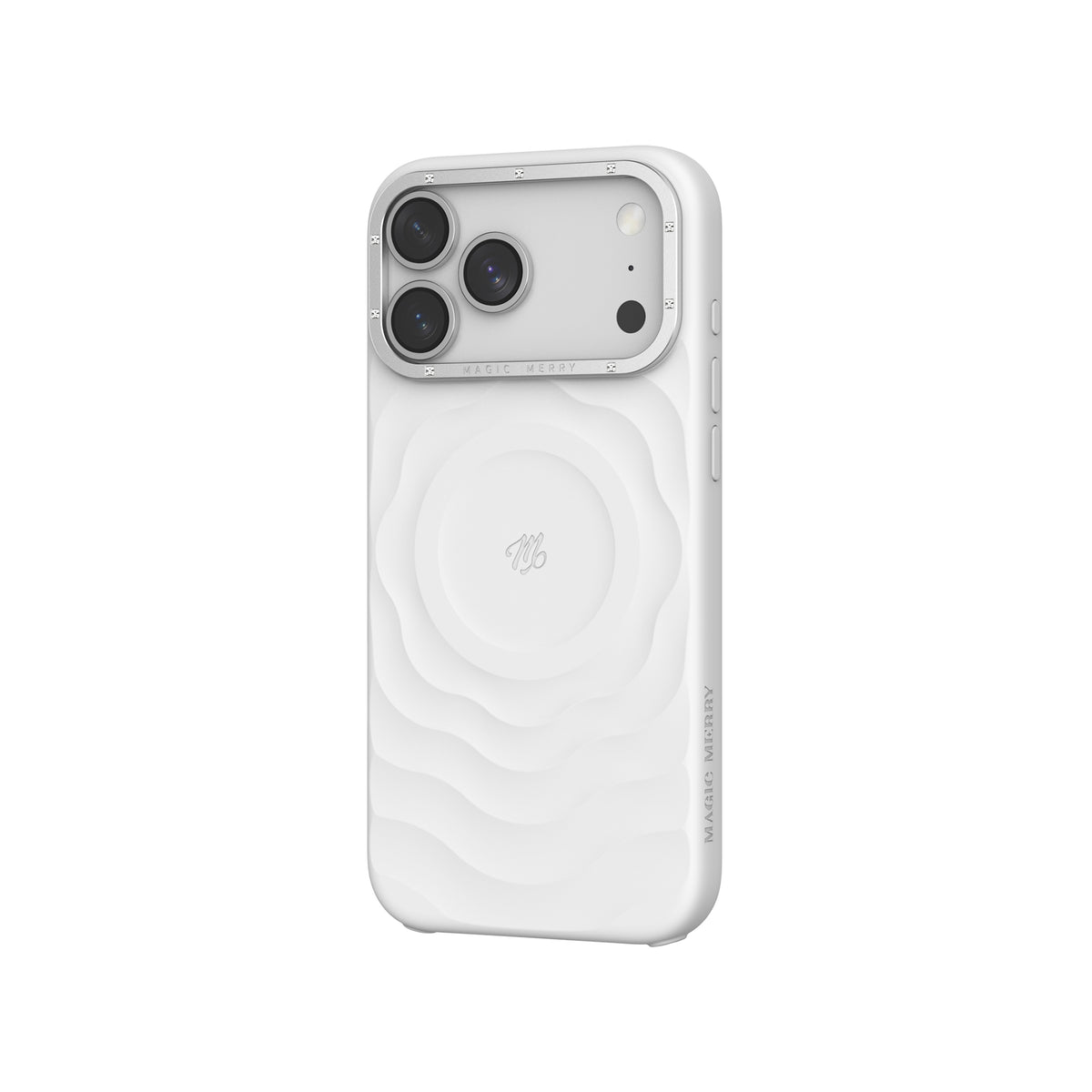 Apple iPhone 18 Pro Max Kılıf MagSafe Şarj Özellikli Wiwu Magic Merry Blossom Drift Serisi Kapak - Beyaz