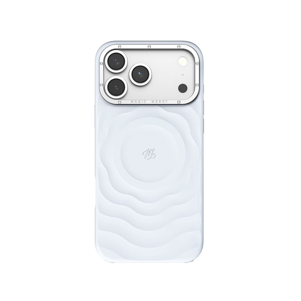 Apple iPhone 18 Pro Max Kılıf MagSafe Şarj Özellikli Wiwu Magic Merry Blossom Drift Serisi Kapak - Mavi