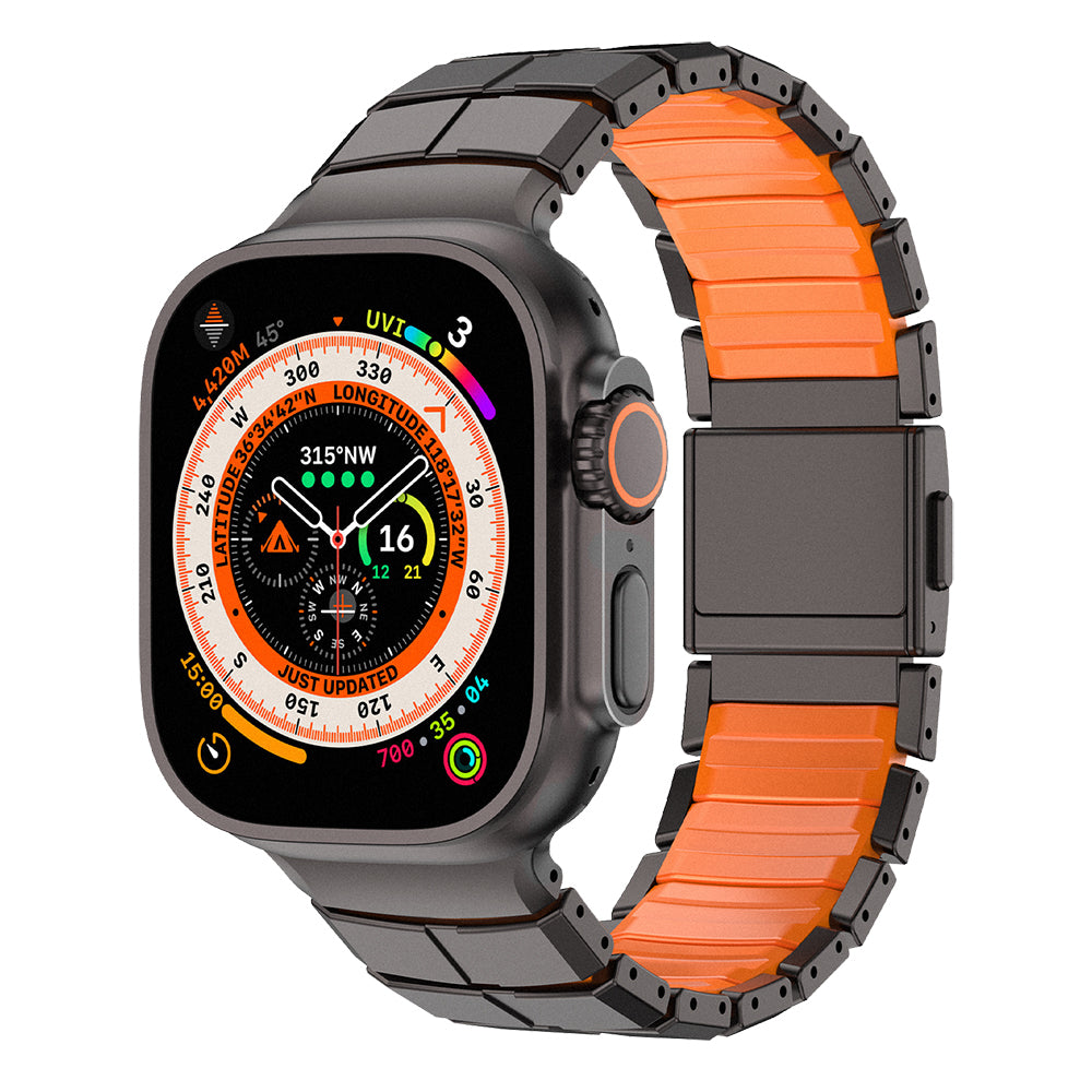 __vg|Siyah-Turuncu|0|6980179250793-01|Apple Watch 7 45mm Mohseven iWatch Titancore No.1 Metal Kordon