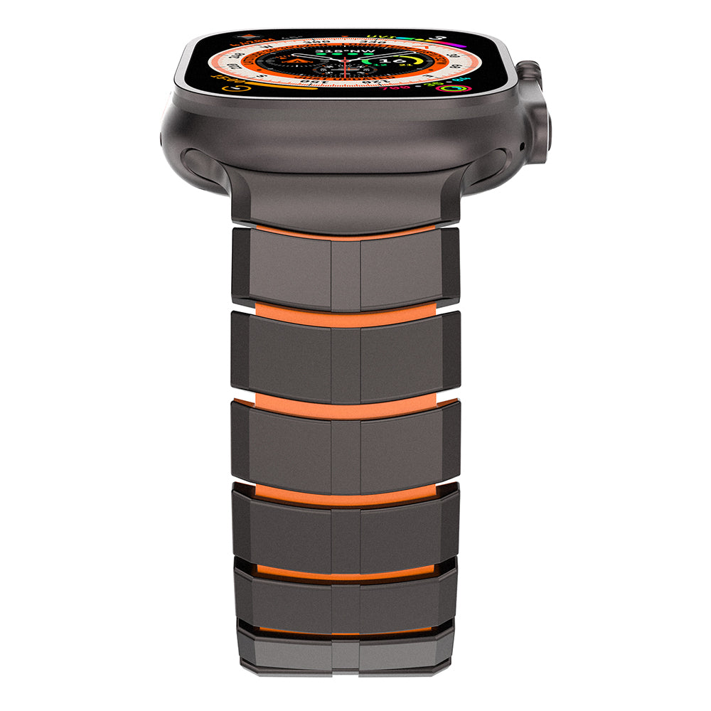 __vg|Siyah-Turuncu|1|6980179250793-02|Apple Watch 7 45mm Mohseven iWatch Titancore No.1 Metal Kordon