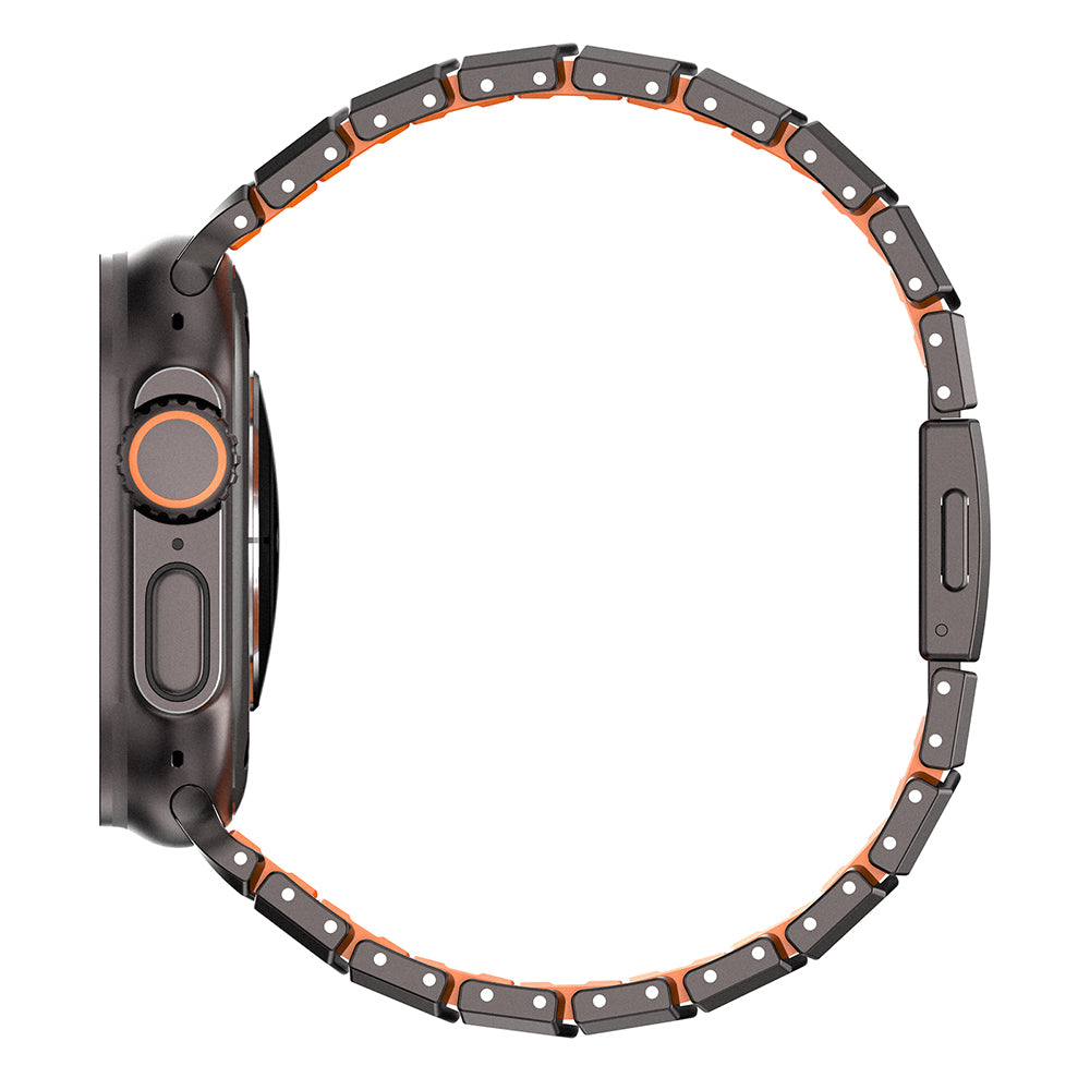__vg|Siyah-Turuncu|2|6980179250793-03|Apple Watch 7 45mm Mohseven iWatch Titancore No.1 Metal Kordon