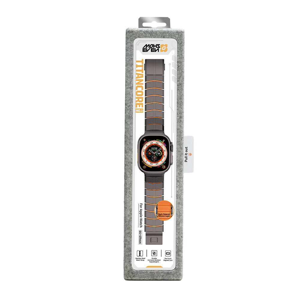 __vg|Siyah-Turuncu|7|6980179250793-08|Apple Watch 7 45mm Mohseven iWatch Titancore No.1 Metal Kordon