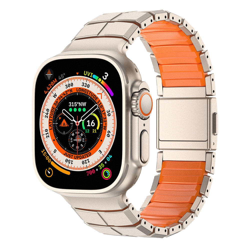 __vg|Titanyum-Turuncu|0|6980179250809-01|Apple Watch 7 45mm Mohseven iWatch Titancore No.1 Metal Kordon