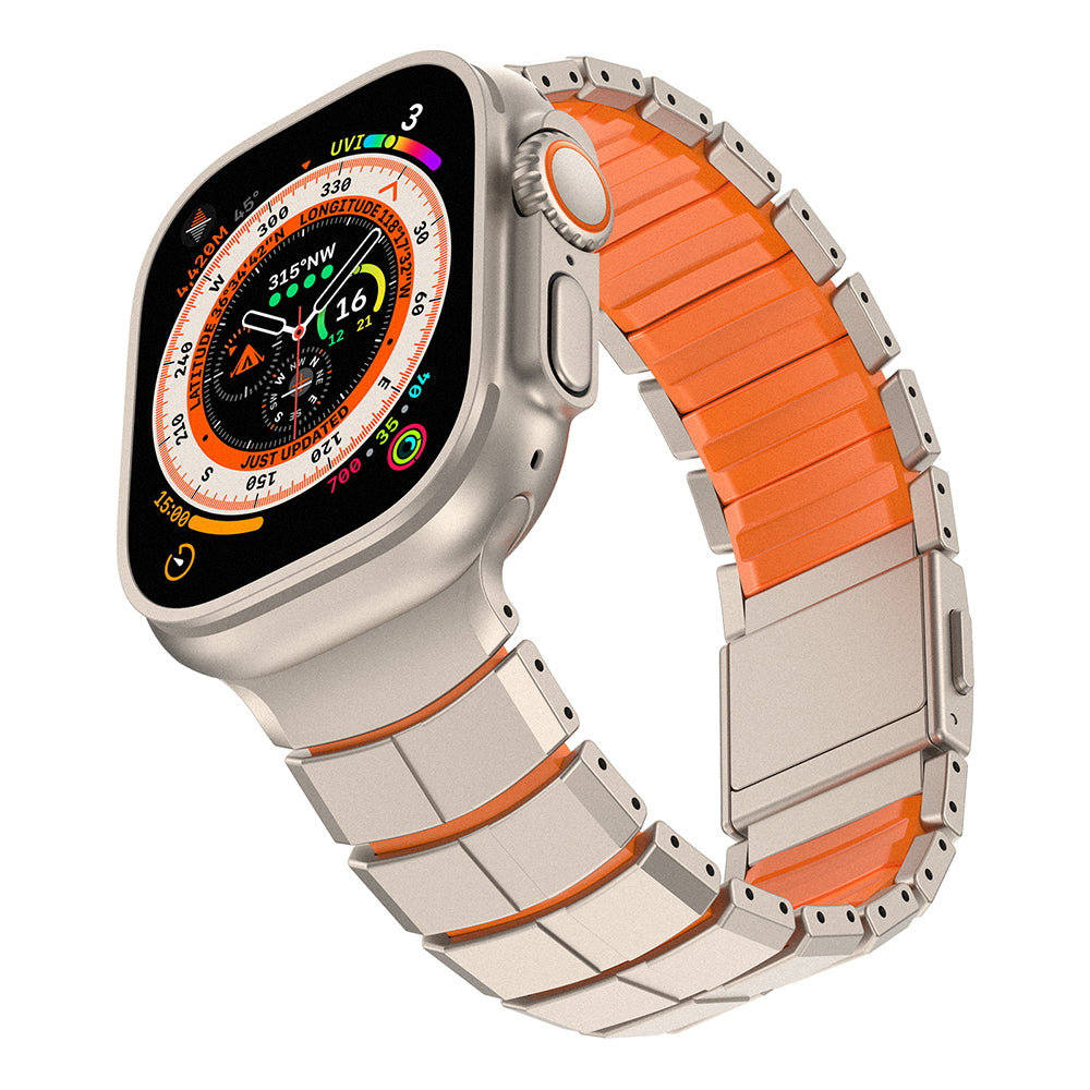 __vg|Titanyum-Turuncu|5|6980179250809-06|Apple Watch 7 45mm Mohseven iWatch Titancore No.1 Metal Kordon