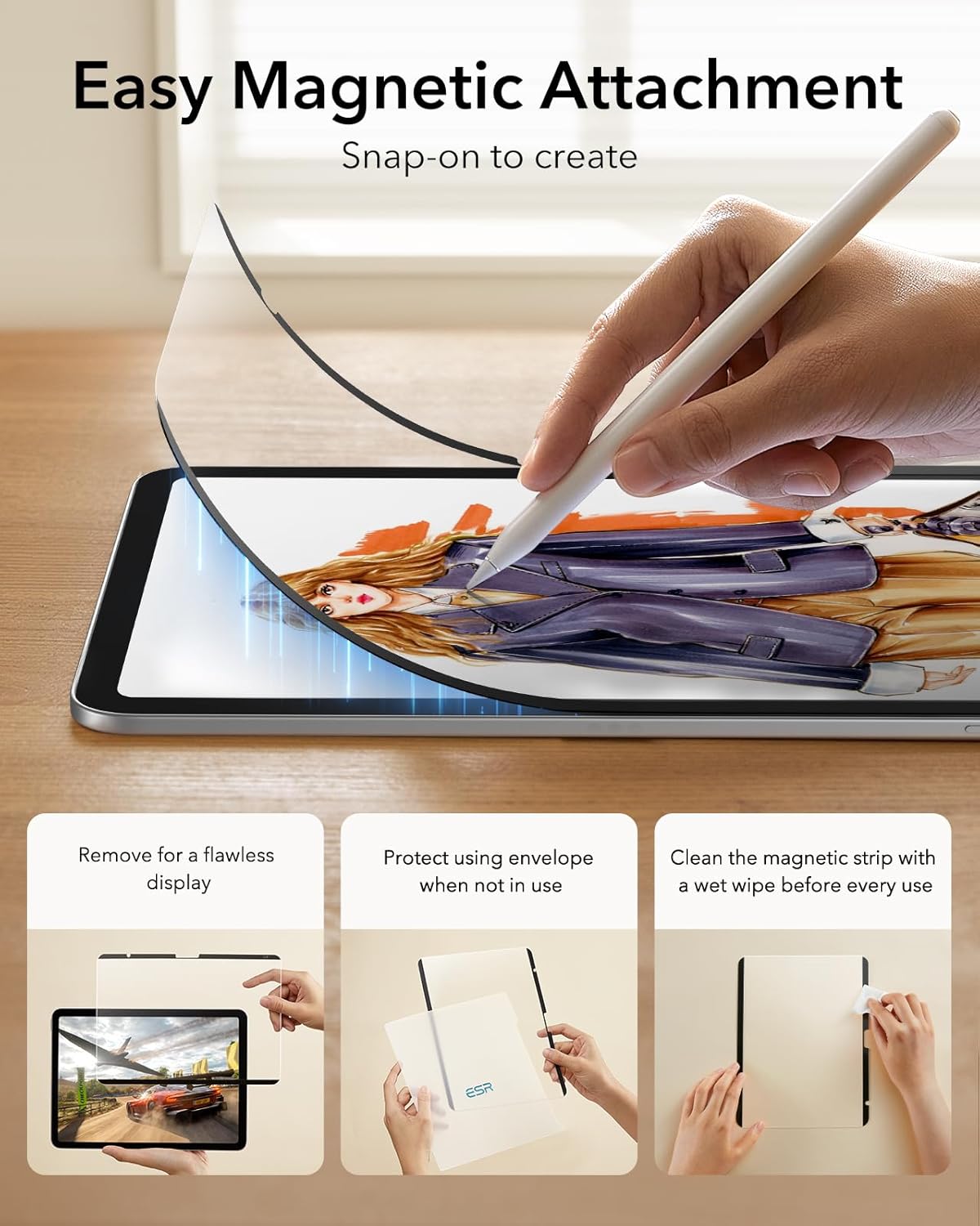 iPad Air 11” için ESR Manyetik Paper-Feel Ekran Koruyucu