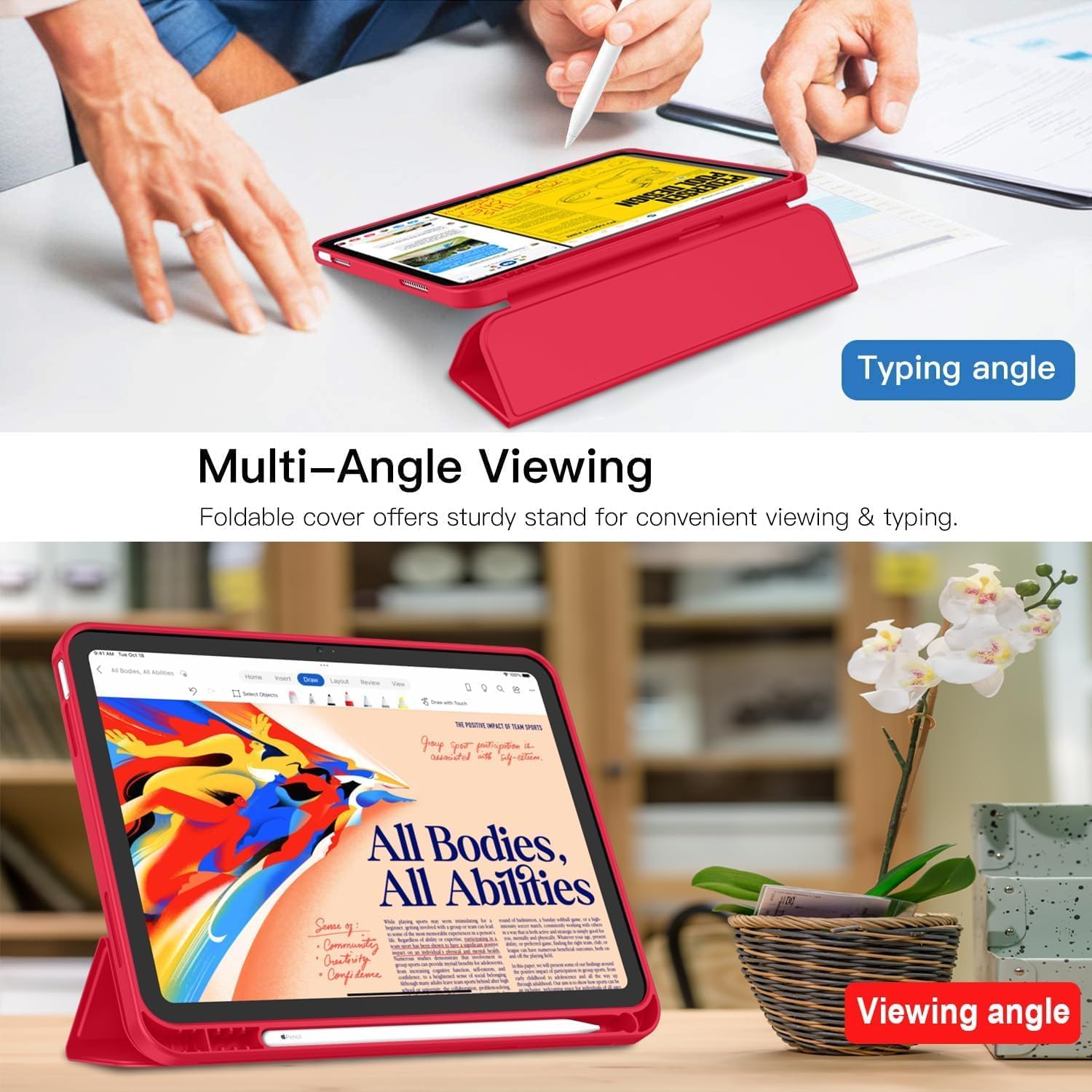 iPad 11/10 için Kalem Bölmeli Standlı Kılıf
