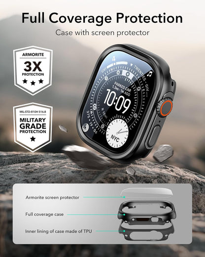 ESR Apple Watch Ultra 3/2/1 Kılıf 49 mm – Alüminyum, Armorite Cam, 2’li