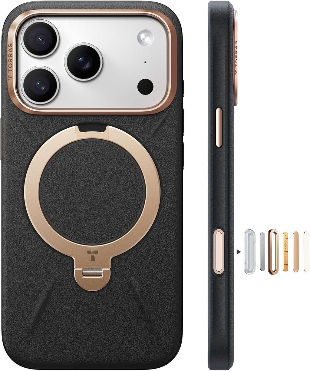 iPhone 17 için TORRAS Q3 VegSkin Organik Deri Standlı Kılıf
