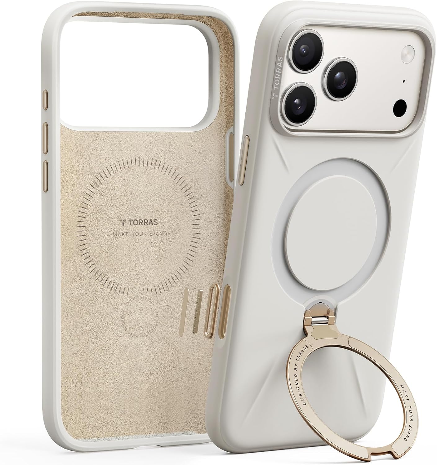 iPhone 17 için TORRAS Q3 Silikon 360° MagSafe Standlı Kılıf