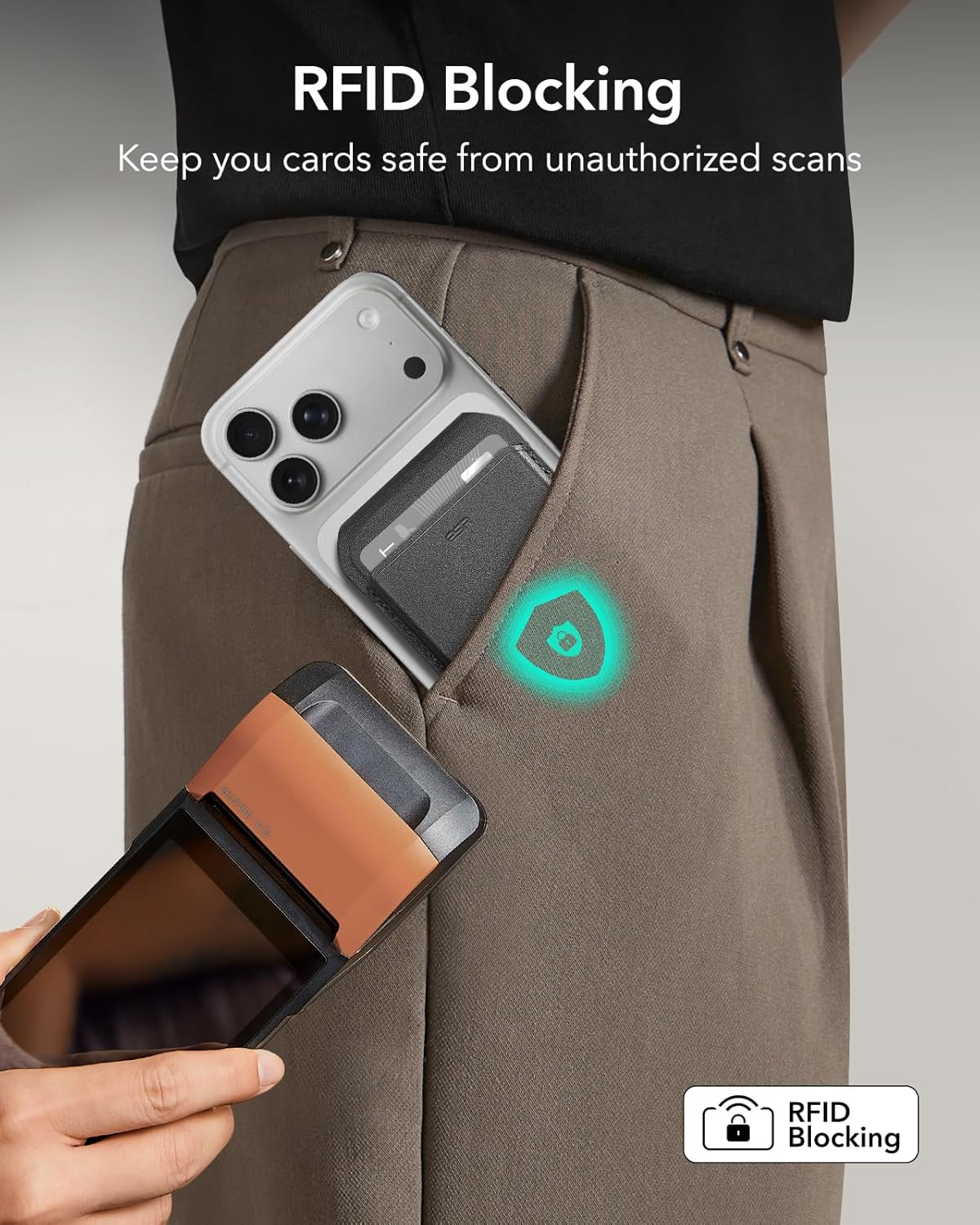 ESR HaloLock Vegan Deri Cüzdan Standı, MagSafe Cüzdan ve Ayarlanabilir Stand, iPhone 14/14 Plus/14 Pro/14 Pro Max ve 13/12 Serisi ile Uyumlu, 13/12 mini ile Uyumlu değil, 3 Kart Tutucu, Siyah