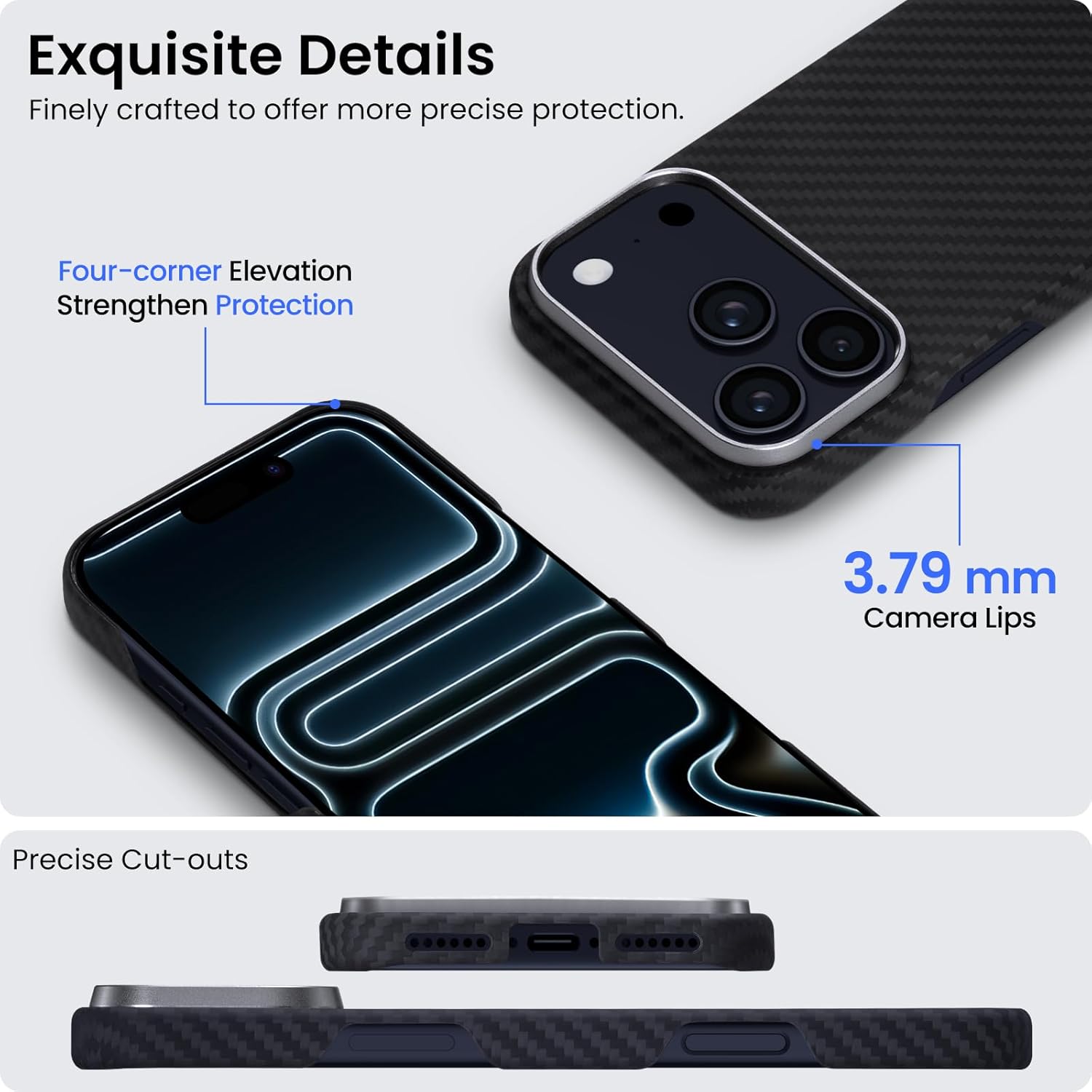 ORNARTO iPhone 17 Pro Max 6.9" Kılıf, MagSafe Uyumlu, Ultra İnce ve Hafif 1500D Aramid Fiber, Çizilmeye Dayanıklı, Karbon Dokulu Koruyucu Telefon Kılıfı