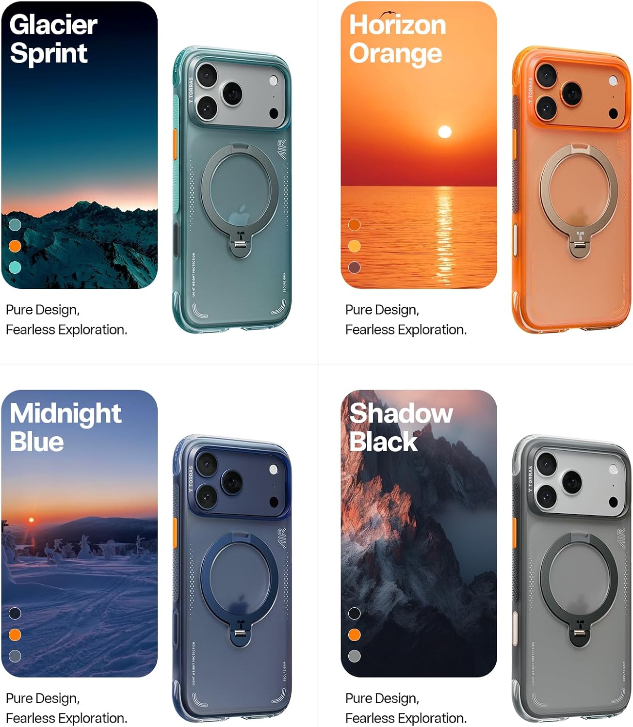 TORRAS Ostand Q3 Air iPhone 17 Pro için Kılıf 6,3 inç Daha Güçlü Manyetik Standlı, Magsafe için Uygun, Hava Yastıkları Askeri Koruma, iPhone 17 Pro Kılıfı için Kamera Kontrolü, Darbeye Dayanıklı ve