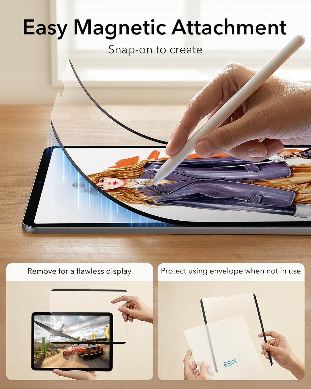 iPad Air 11” için ESR Manyetik Paper-Feel Ekran Koruyucu
