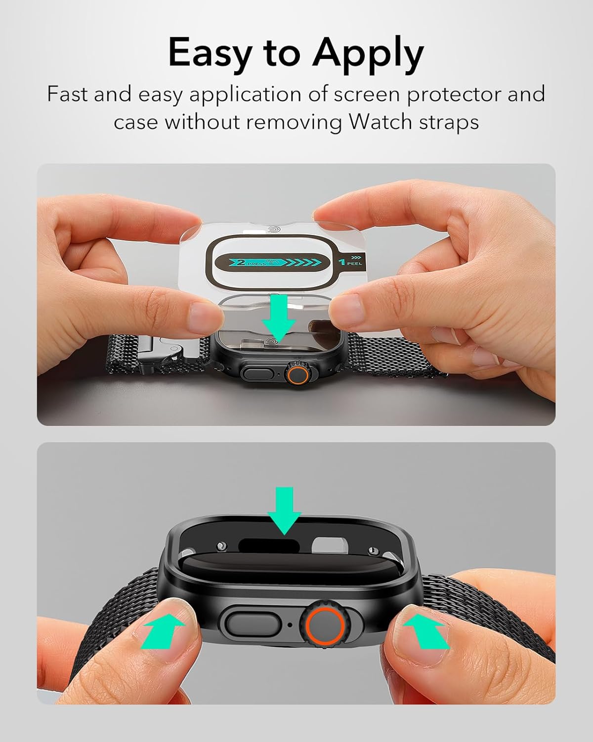 ESR Apple Watch Ultra 3/2/1 Kılıf 49 mm – Alüminyum, Armorite Cam, 2’li