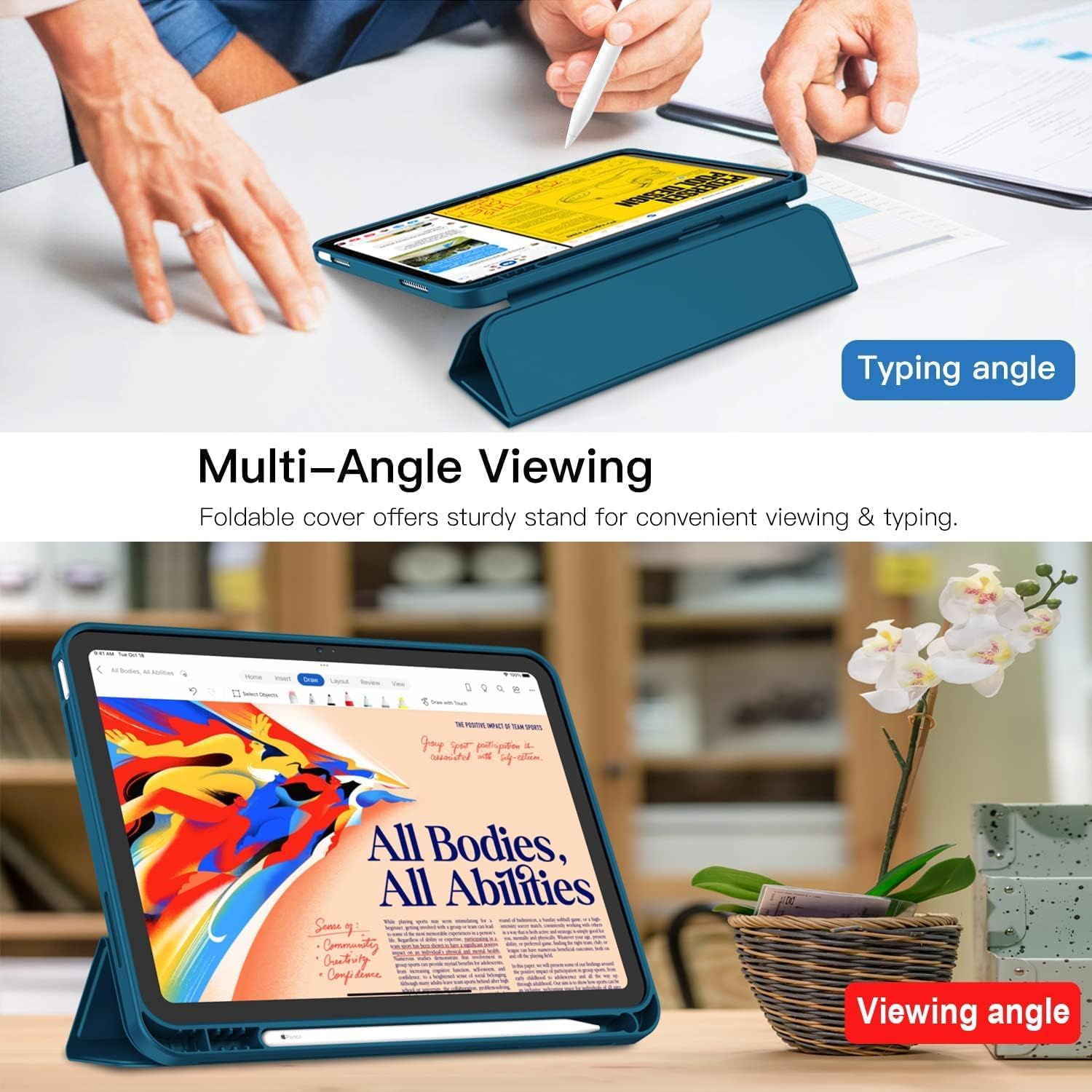 iPad 11/10 için Kalem Bölmeli Standlı Kılıf