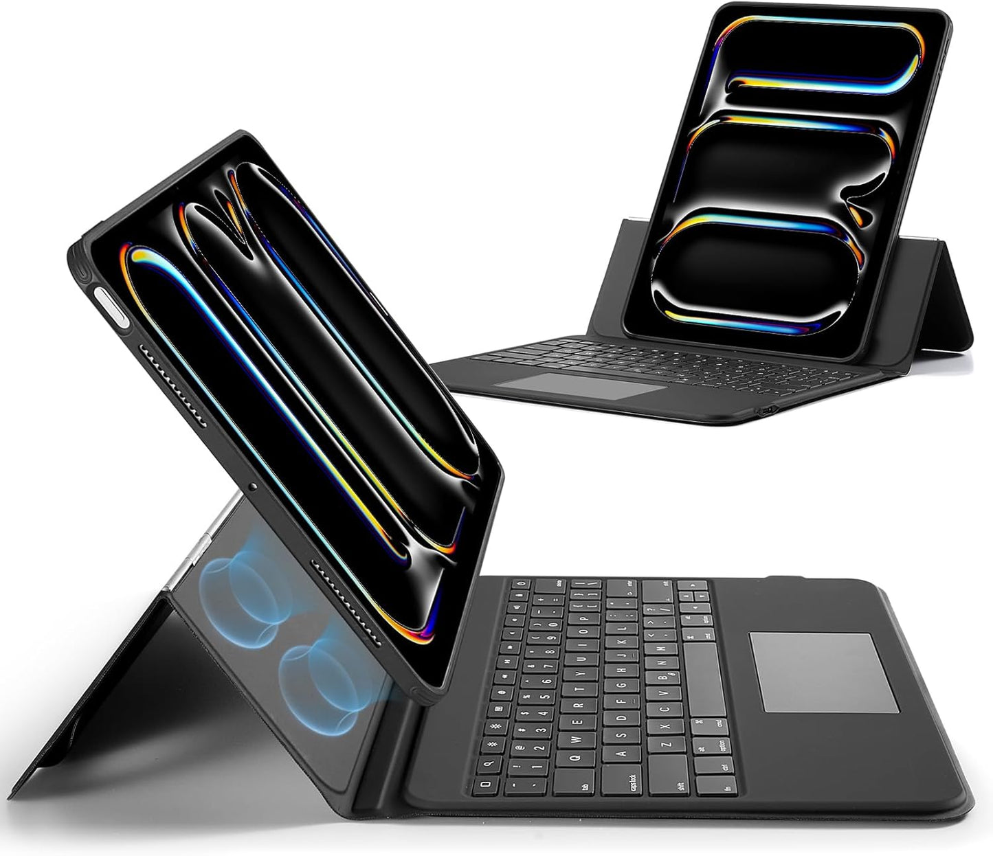 ESR Ascend iPad Pro 13 inç (M5/M4, 2025/2024), İzleme Dörtgenli Klavye Kılıfı, Arkadan Aydınlatmalı Tuşlu Manyetik Çıkarılabilir Klavye, Tamamen Ayarlanabilir Portre/Manzara Standı, Siyah