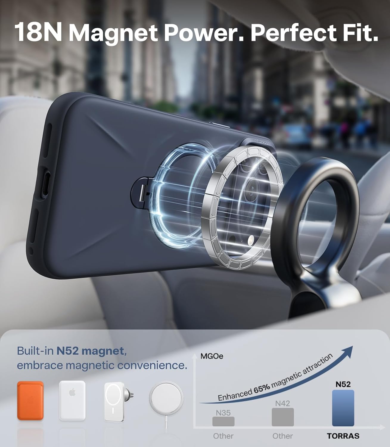 iPhone 17 için TORRAS Q3 Silikon 360° MagSafe Standlı Kılıf