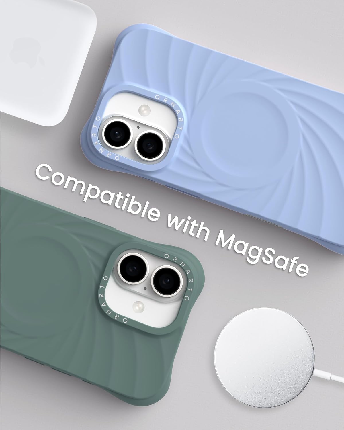 ORNARTO Vortuxe iPhone 17 Kılıf, MagSafe Uyumlu, Sky Whisper Renk, Premium Sıvı Silikon, 2 Kat MIL-STD Düşme Koruması, Güçlendirilmiş Köşeler, Kamera Tuşu Kontrollü, Şık Tasarım