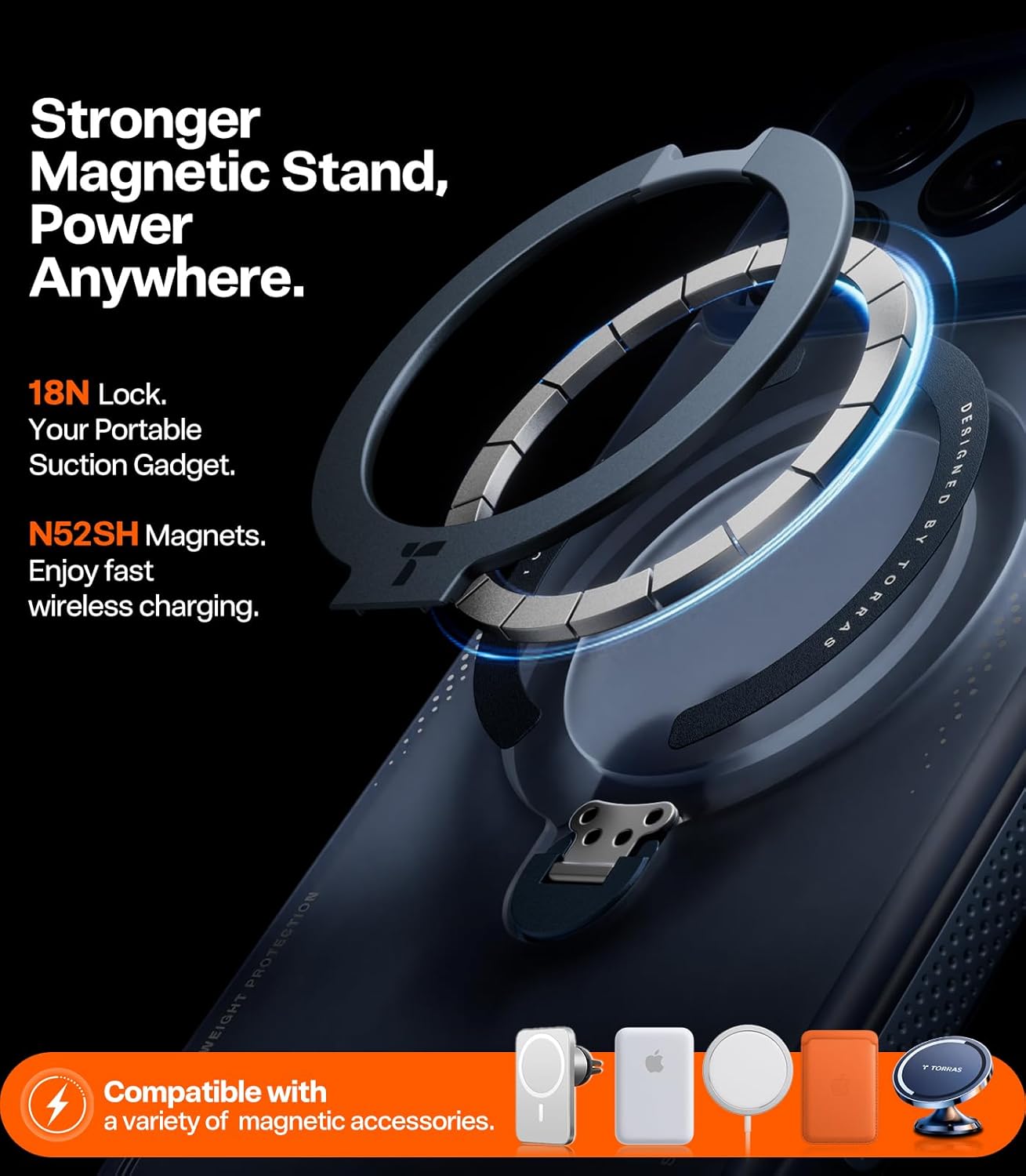 TORRAS Ostand Q3 Air iPhone 17 Pro için Kılıf 6,3 inç Daha Güçlü Manyetik Standlı, Magsafe için Uygun, Hava Yastıkları Askeri Koruma, iPhone 17 Pro Kılıfı için Kamera Kontrolü, Darbeye Dayanıklı ve