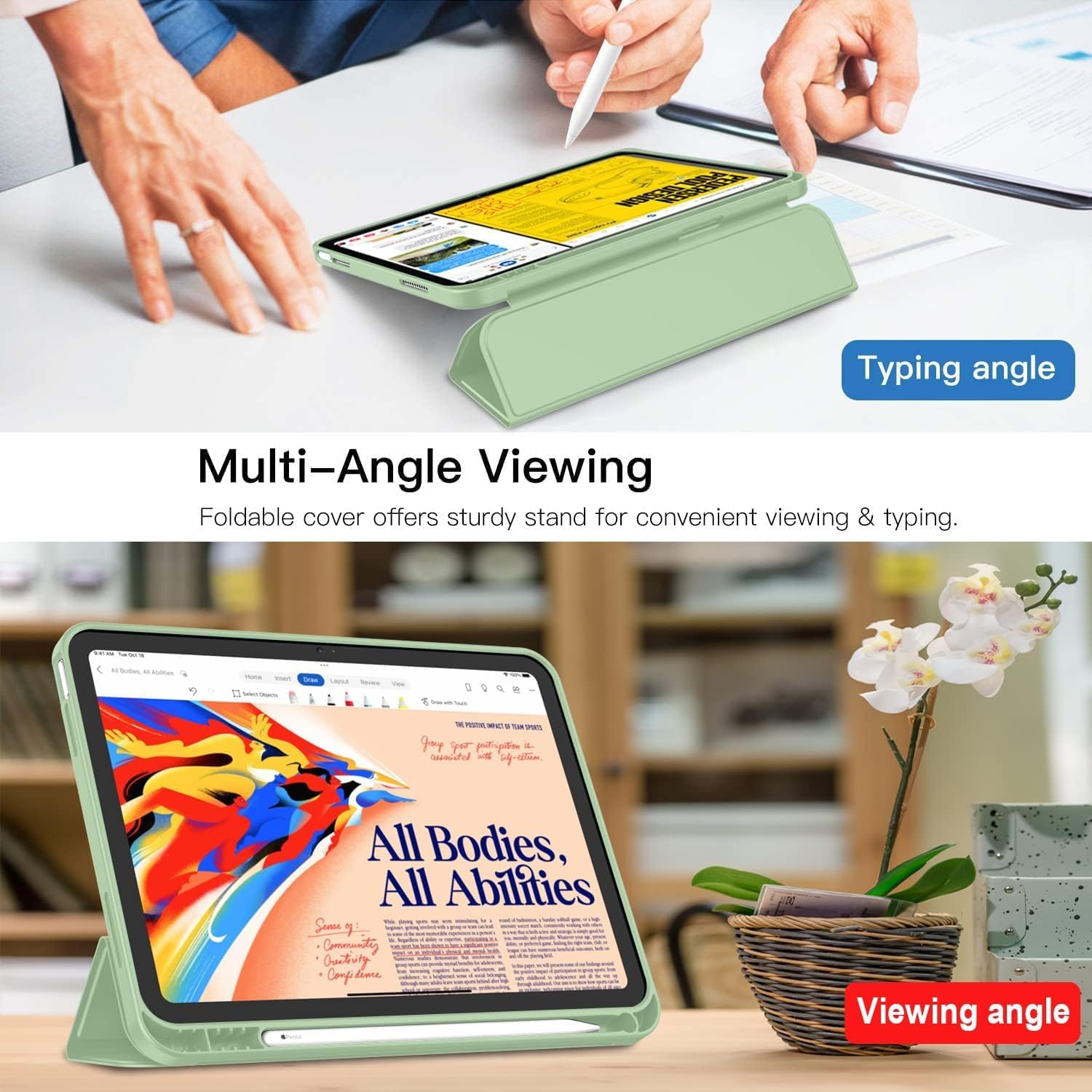 iPad 11/10 için Kalem Bölmeli Standlı Kılıf
