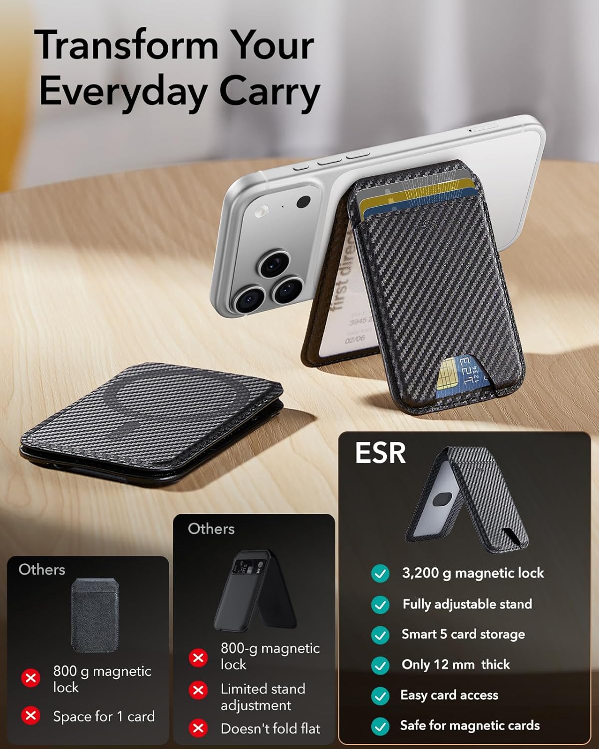 ESR için MagSafe Cüzdan (HaloLock), MagSafe Kart Tutucu ile Uyumlu