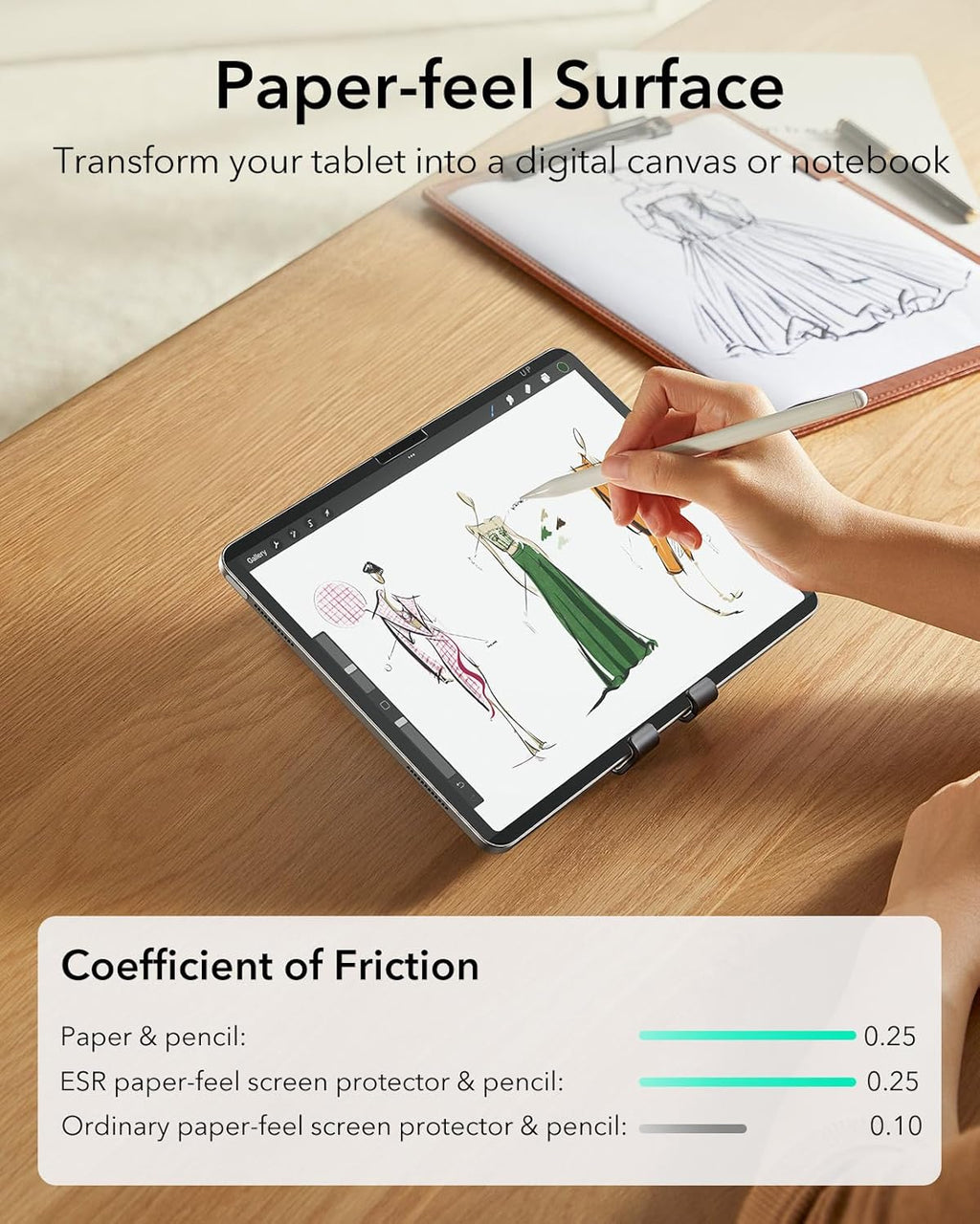 iPad Air 11” için ESR Manyetik Paper-Feel Ekran Koruyucu