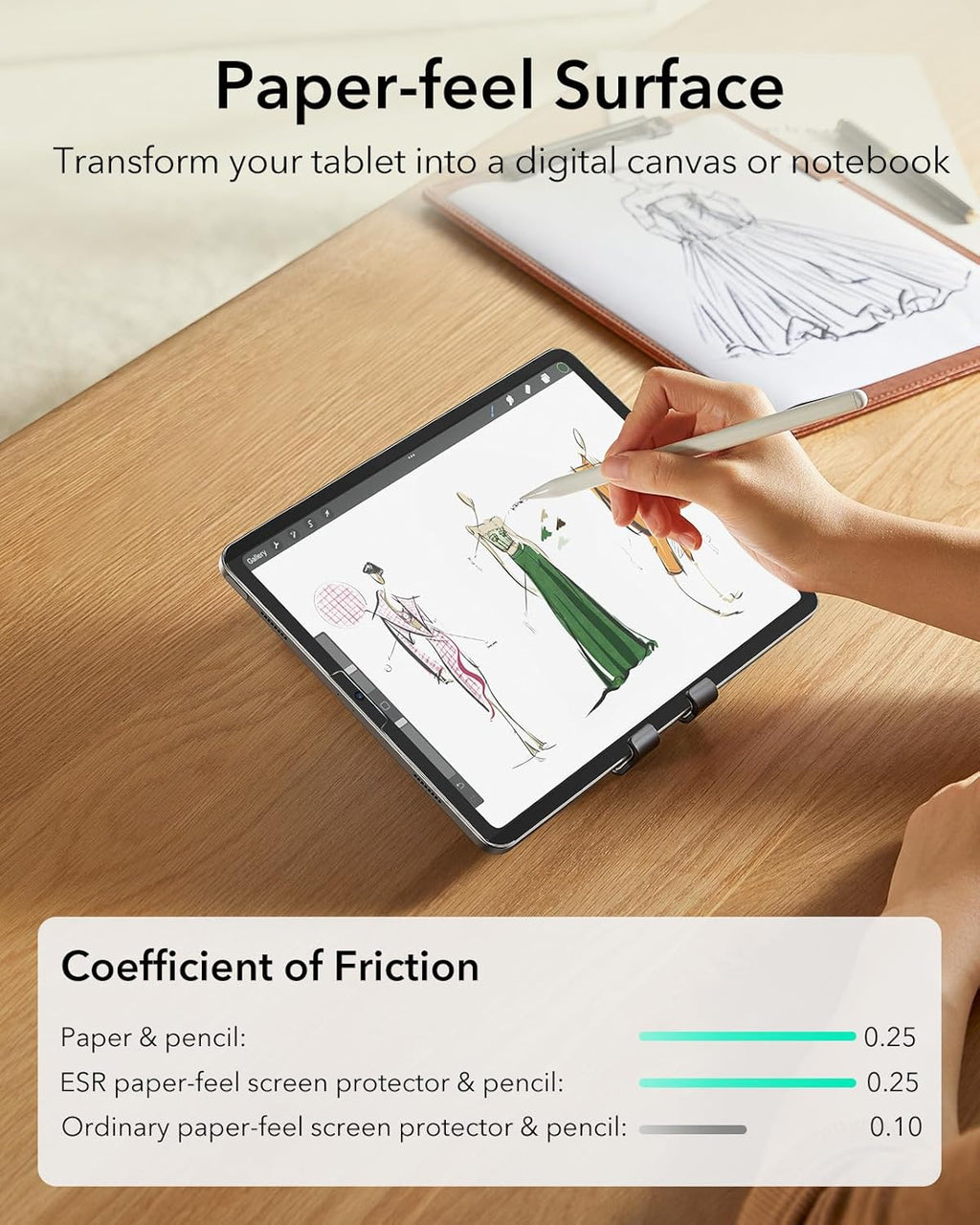 iPad Air 11” için ESR Manyetik Paper-Feel Ekran Koruyucu