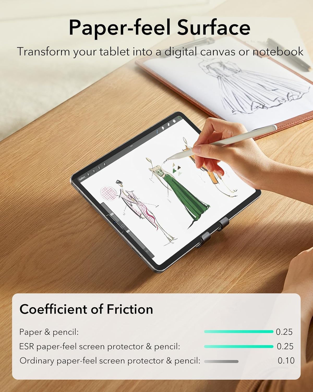 iPad Air 11” için ESR Manyetik Paper-Feel Ekran Koruyucu