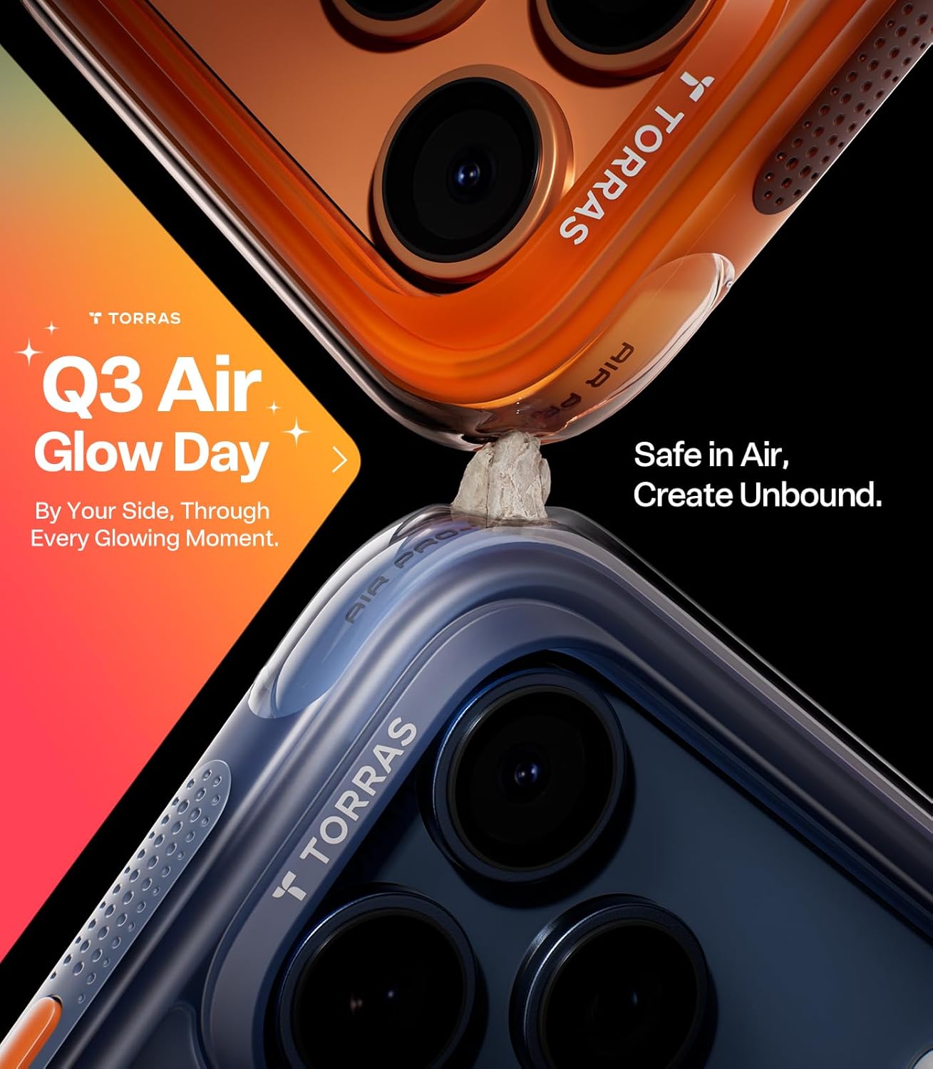TORRAS Ostand Q3 Air iPhone 17 Pro için Kılıf 6,3 inç Daha Güçlü Manyetik Standlı, Magsafe için Uygun, Hava Yastıkları Askeri Koruma, iPhone 17 Pro Kılıfı için Kamera Kontrolü, Darbeye Dayanıklı ve