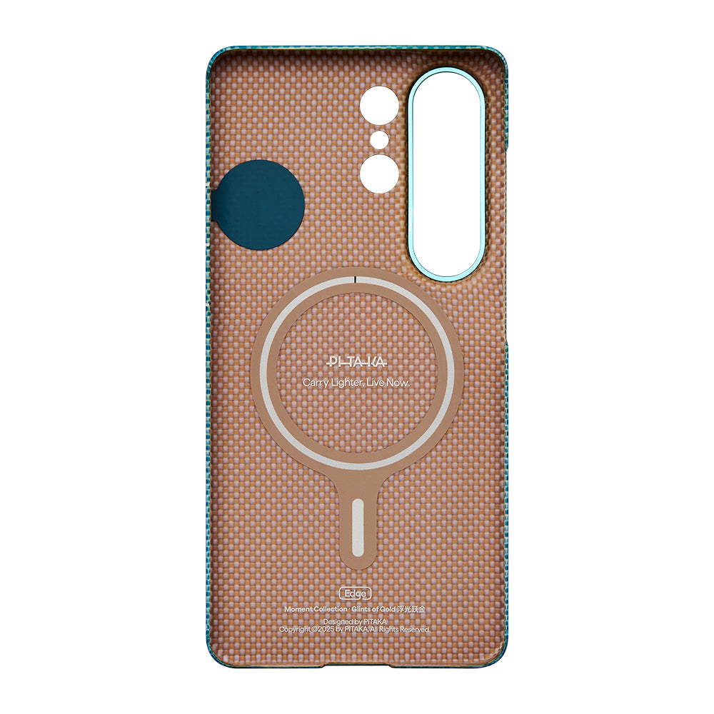 __vg|Mavi|2|741654368305-03|Galaxy S26 Ultra Kılıf M-safe Şarj Özellikli Aramid Karbon Fiber Pitaka Edge Serisi Glints of Gold Kapak