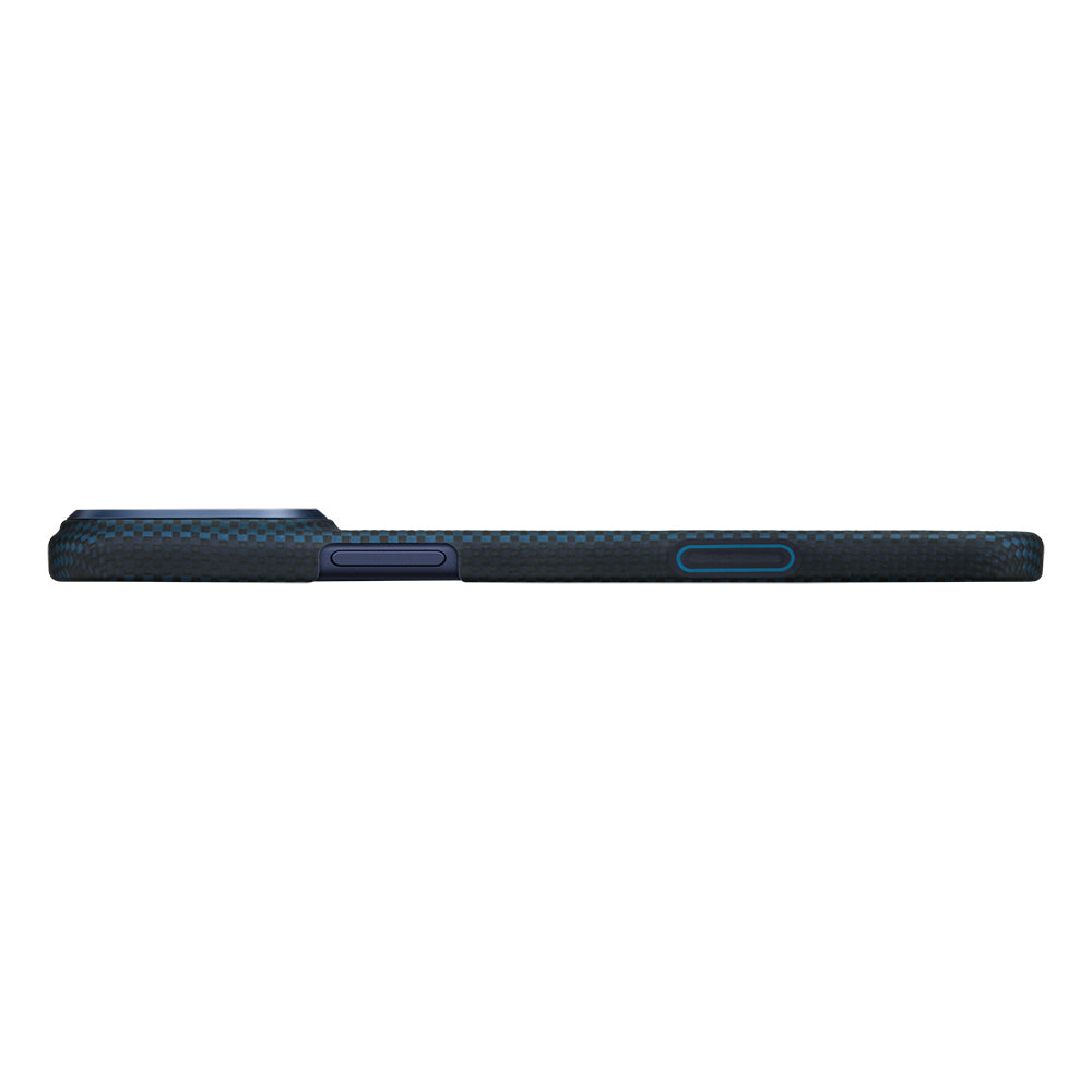 __vg|Siyah-Mavi|3|741654368350-04|Apple iPhone 17 Pro Max Kılıf MagSafe Şarj Özellikli Aramid Karbon Fiber Pitaka İnternazionale Milano Serisi Kapak