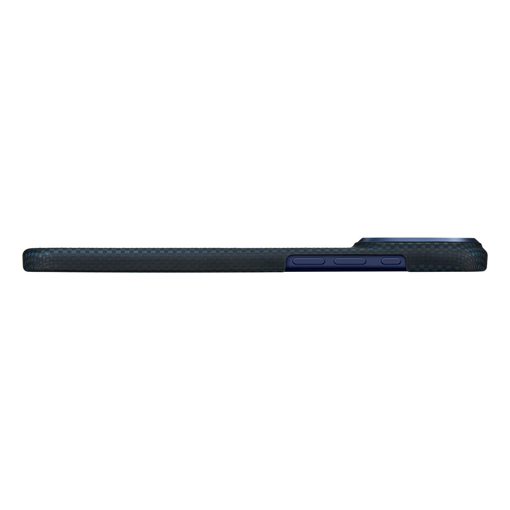 __vg|Siyah-Mavi|4|741654368350-05|Apple iPhone 17 Pro Max Kılıf MagSafe Şarj Özellikli Aramid Karbon Fiber Pitaka İnternazionale Milano Serisi Kapak