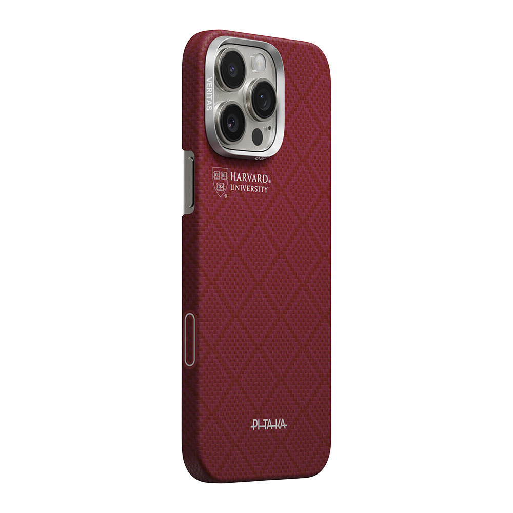 __vg|Kırmızı|1|741654368831-02|Apple iPhone 16 Pro Max Kılıf M-safe Şarj Özellikli Aramid Karbon Fiber Pitaka Harvard University Serisi Kapak