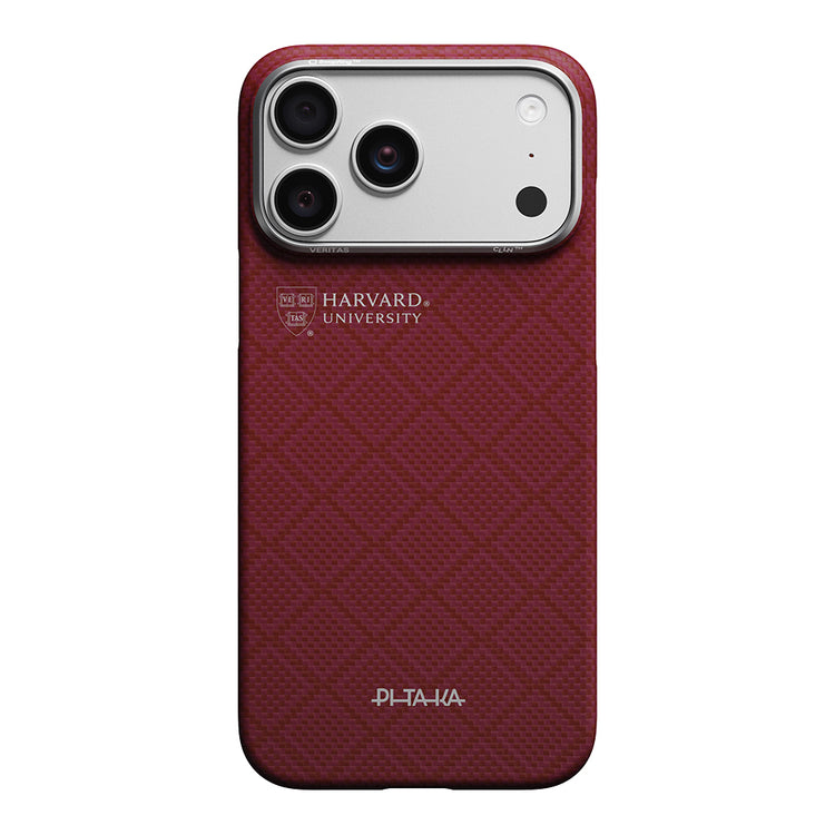 __vg|Kırmızı|0|741654368855-01|Apple iPhone 17 Pro Max Kılıf MagSafe Şarj Özellikli Aramid Karbon Fiber Pitaka Harvard University Serisi Kapak
