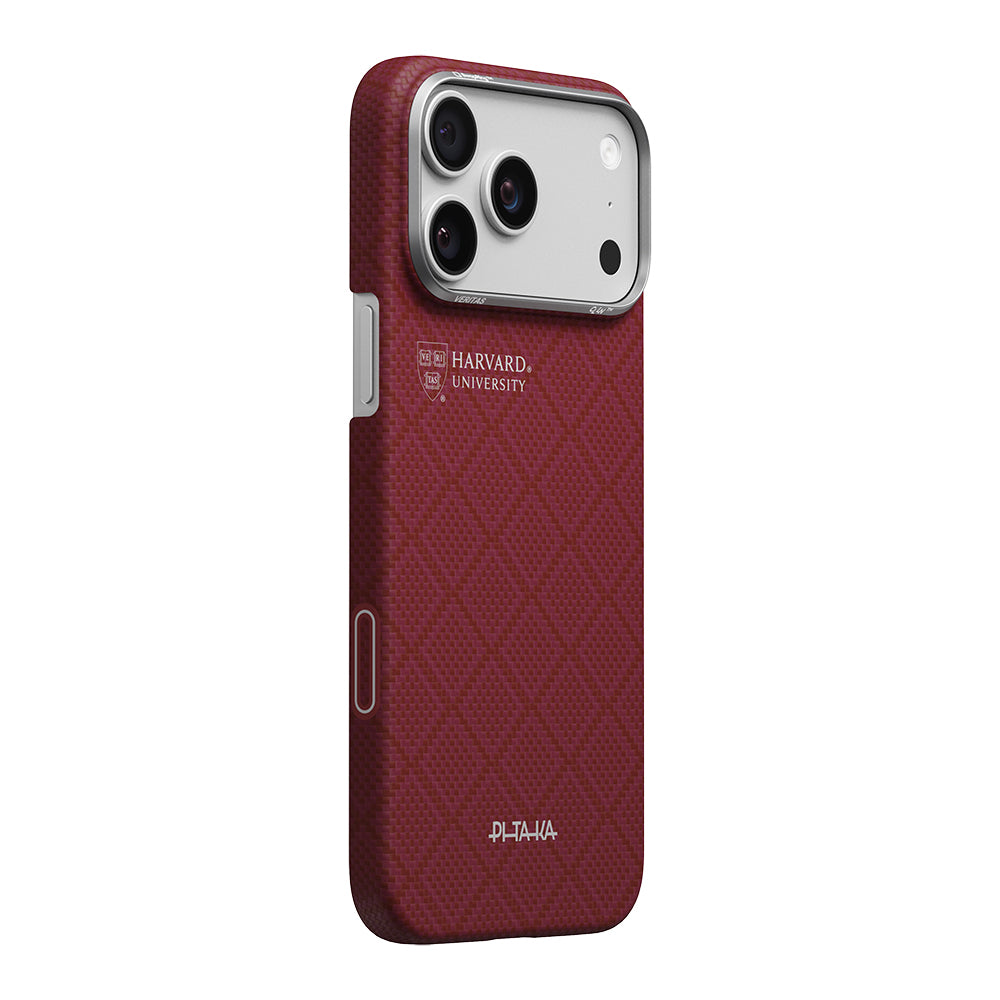 __vg|Kırmızı|1|741654368855-02|Apple iPhone 17 Pro Max Kılıf M-safe Şarj Özellikli Aramid Karbon Fiber Pitaka Harvard University Serisi Kapak