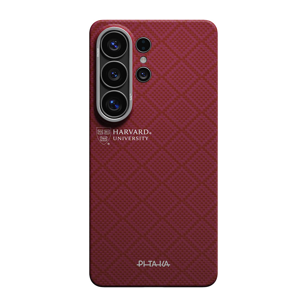 __vg|Kırmızı|0|741654368862-01|Galaxy S26 Ultra Kılıf M-safe Şarj Özellikli Aramid Karbon Fiber Pitaka Harvard University Serisi Kapak