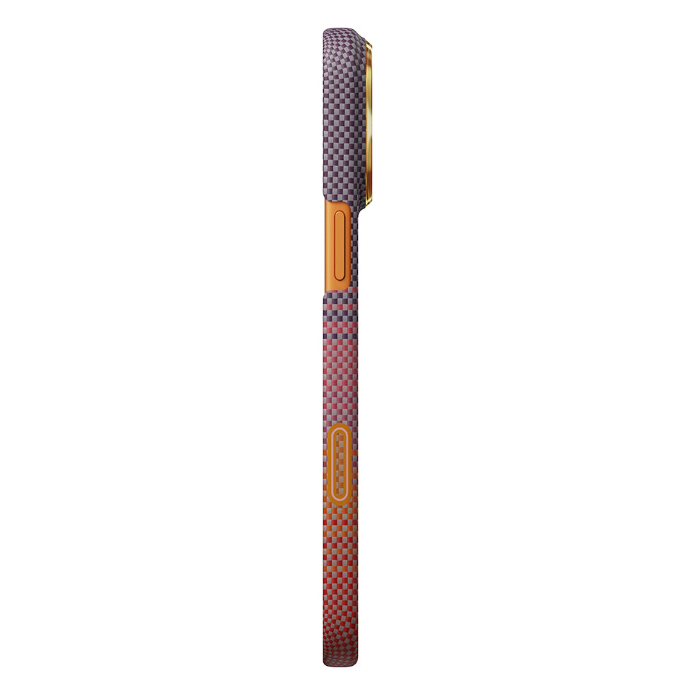 __vg|Turuncu-Kırmızı|2|741654369579-03|Apple iPhone 17 Pro Max Kılıf MagSafe Şarj Özellikli Aramid Karbon Fiber Pitaka Sunset 2.0 California Dream Serisi Kapak