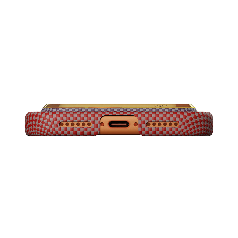 __vg|Turuncu-Kırmızı|5|741654369579-06|Apple iPhone 17 Pro Max Kılıf MagSafe Şarj Özellikli Aramid Karbon Fiber Pitaka Sunset 2.0 California Dream Serisi Kapak