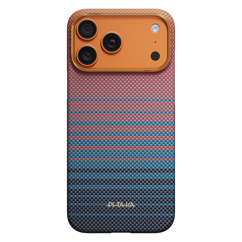 __vg|Mavi-Lacivert|0|741654369609-01|Apple iPhone 17 Pro Max Kılıf M-safe Şarj Özellikli Aramid Karbon Fiber Pitaka Sunset 2.0 California Dream Serisi Kapak
