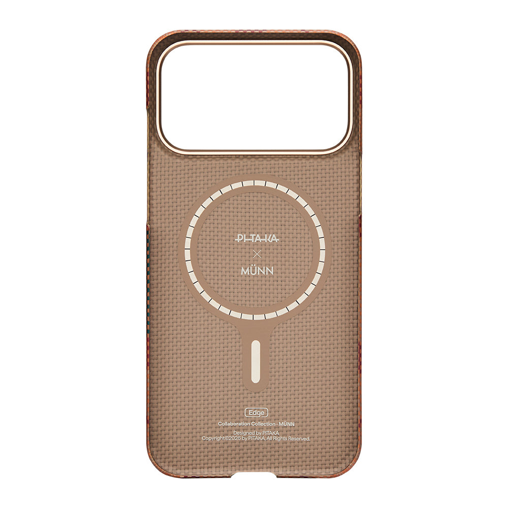 __vg|Kahverengi|3|741654369647-04|Apple iPhone 17 Pro Max Kılıf M-safe Şarj Özellikli Aramid Karbon Fiber Pitaka Flora in Grid Serisi Kapak