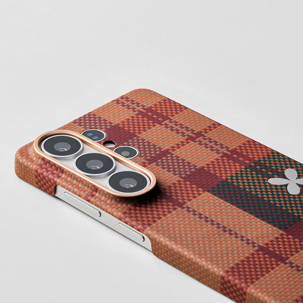__vg|Kahverengi|3|741654369661-04|Galaxy S26 Ultra Kılıf M-safe Şarj Özellikli Aramid Karbon Fiber Pitaka Flora in Grid Serisi Kapak